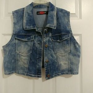 Plus size jean vest.